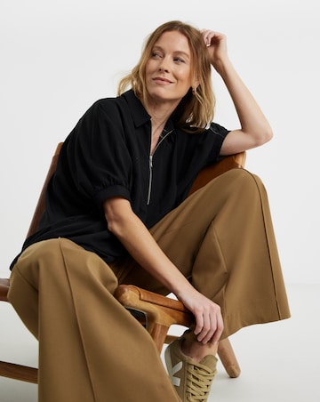 Zip Detail Oversized Blouse