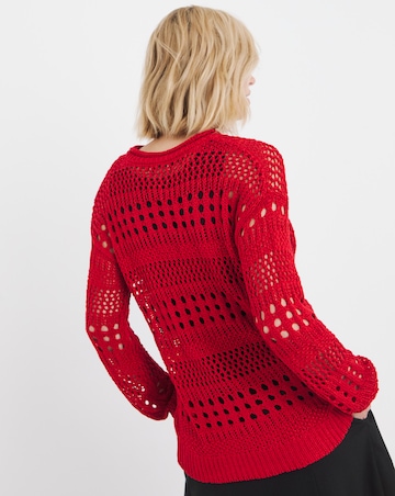 Red Crochet Long Sleeve Jumper