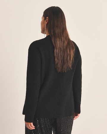 Simply Be Cosy Yarn Black Tie Front Bow Cardigan