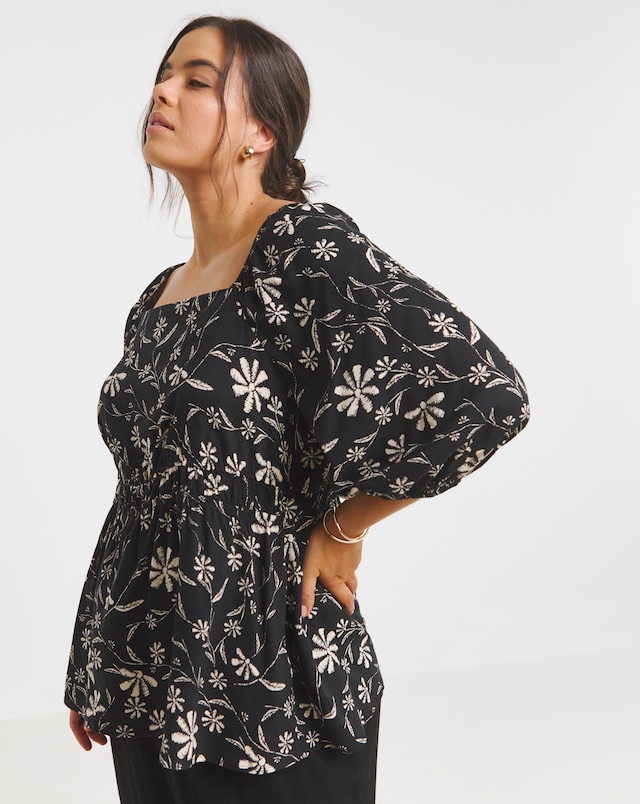 Simply Be Ditsy Print Spun Viscose Blouse