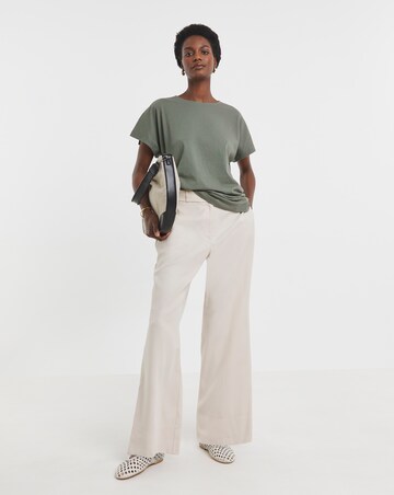 Pure Cotton Crew Neck Split Sleeve T-shirt