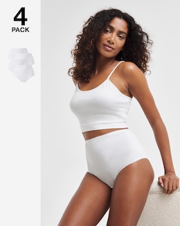 Pretty Secrets (4 Pack) Cotton Full Fit Knickers White