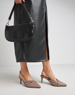 Montana Buckle Detail Kitten Heel Slingbacks - Extra Wide Fit (EEE)