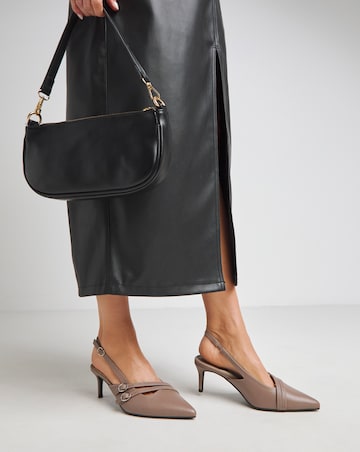 Montana Buckle Detail Kitten Heel Slingbacks - Extra Wide Fit (EEE)