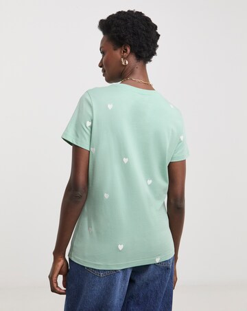 Pure Cotton Heart Embriodered T-Shirt