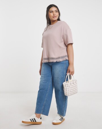 Simply Be Mocha Fringe Hem T-Shirt