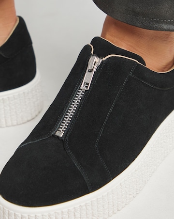 Meridian Zip Up Leather Trainer - Extra Wide Fit (EEE)