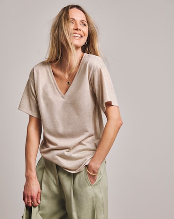 Anthology V Neck Foiled Short Sleeve T-shirt