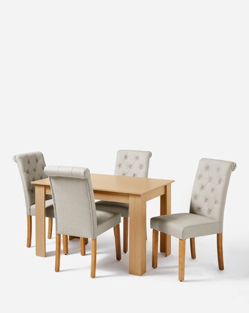 Dakota 4 Seater Dining Table with 4 Ava Button Back Chairs