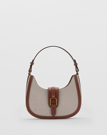 Mango Canvas & PU Shoulder Bag