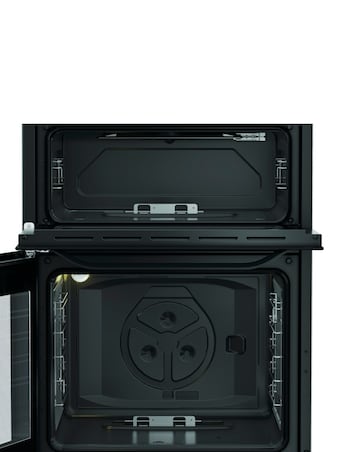 Hotpoint HTG6GDCB1 60cm Gas Twin Cooker with Glass Lid - Black