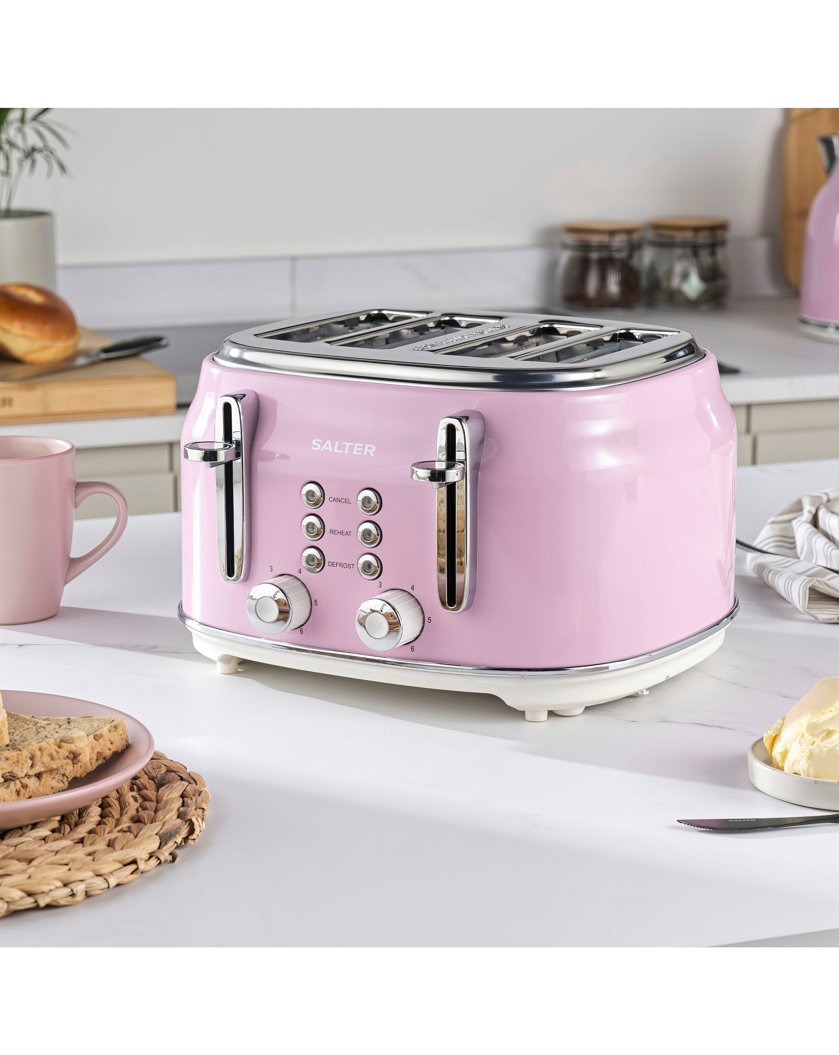 Salter Retro Toaster Cream Salter Retro Slice Pink Toaster JD