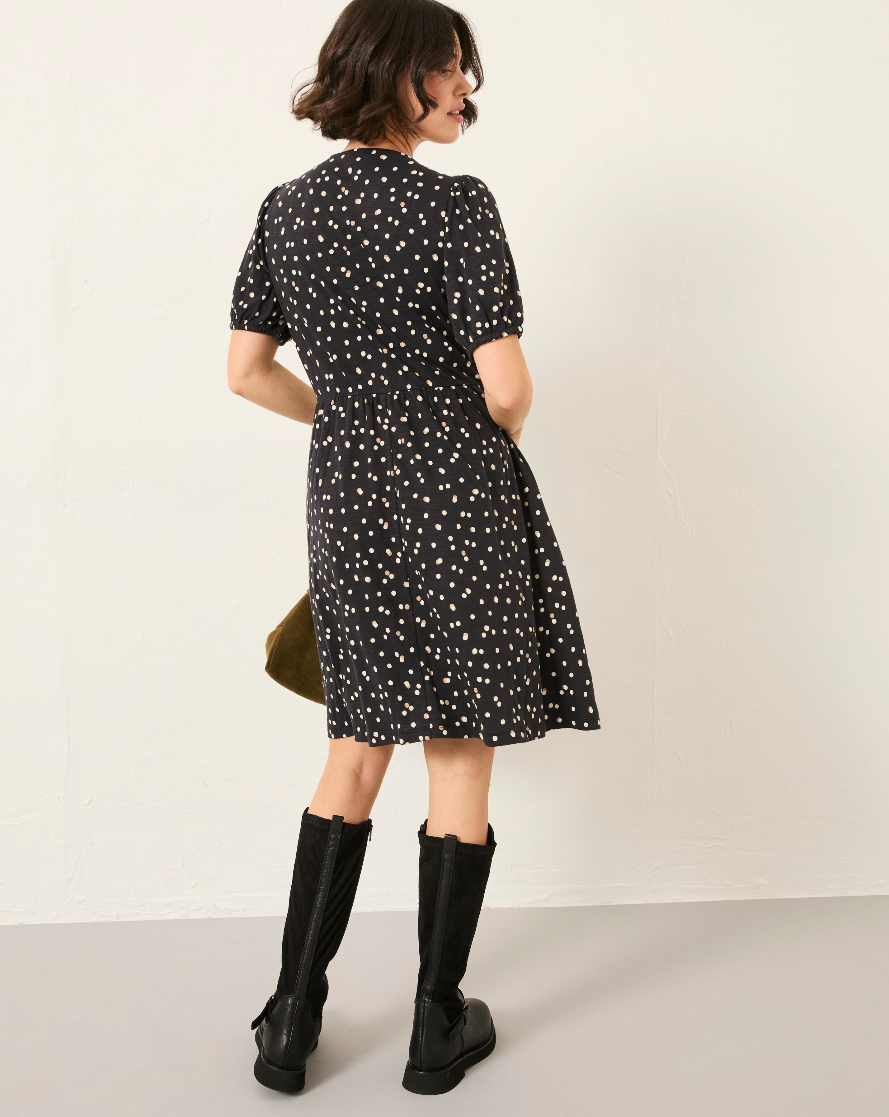 FatFace Nell Polka Dot Jersey Midi Dress | JD Williams