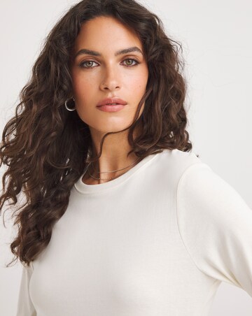 Cream Long Sleeve Crew Neck T-Shirt