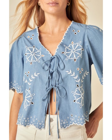 Nobodys Child Embroidered Tie Top