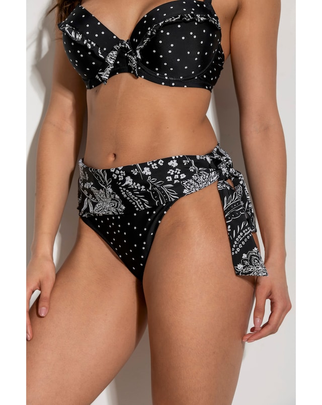 Pour Moi Getaway Foldover Tie Bikini Brief  Black/White