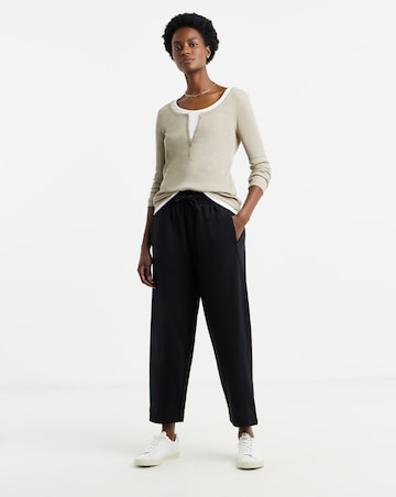 Black Barrel Leg Jersey Trouser