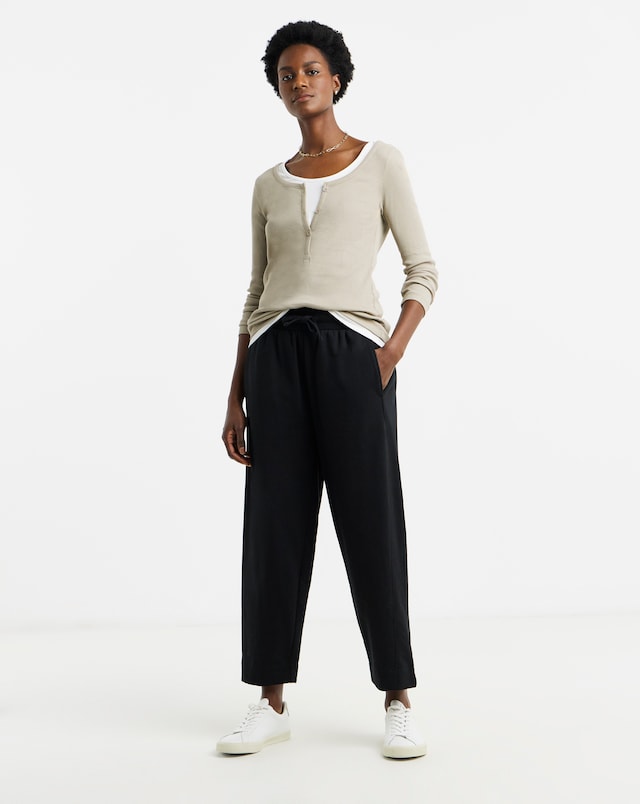 Black Barrel Leg Jersey Trouser