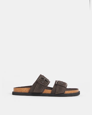 Chester Suede Two Strap Mule Sandals - Extra Wide Fit (EEE)