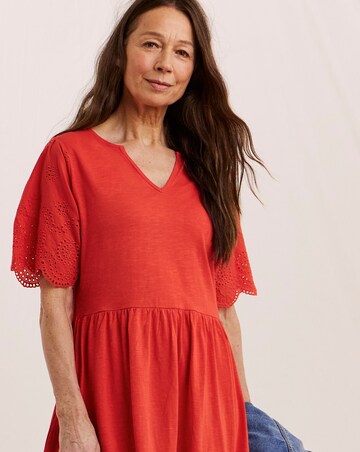 Julipa Petite Broderie Jersey Mix Midi Dress