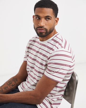 Cotton Yarn Dye Stripe Crew Neck T-Shirt Long