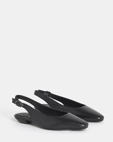 Reed Square Toe Leather Slingback Shoes - Wide Fit (E)