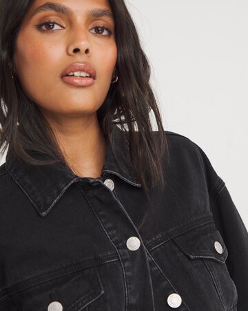 Washed Black Oversized Trucker Denim Jacket