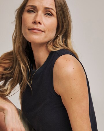 Anthology Navy Linen Crew Neck Tank