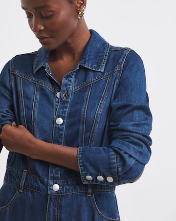 Simply Be Dark Wash Denim Midaxi Dress with Tencel TM