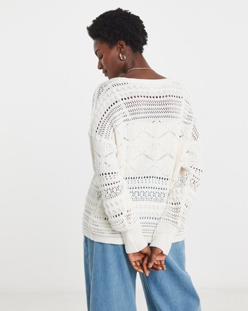 Ivory Tie Front Crochet Cardigan