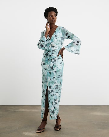 Joanna Hope Mesh Maxi Dress With Ruching