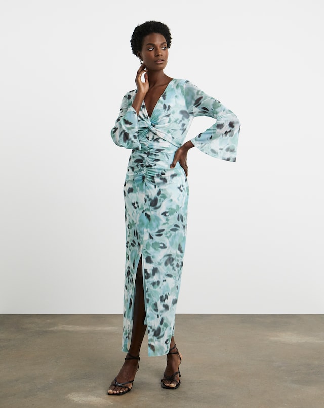 Joanna Hope Mesh Maxi Dress With Ruching