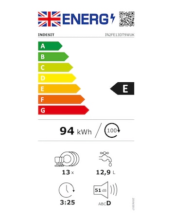 Indesit Push&Go IN2FE13DT9WUK Freestanding Dishwasher 13 Place White + Install