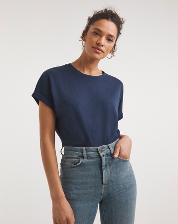 Navy Short Sleeve Cotton Slub Tunic