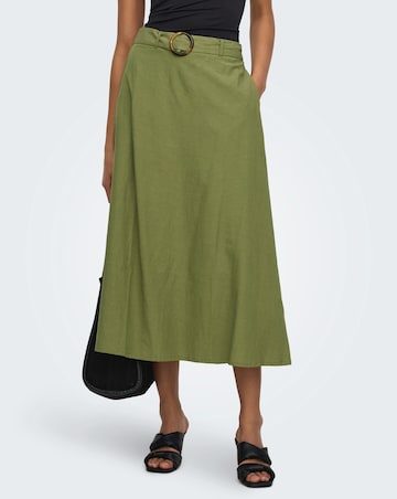 JdY Milan High Waisted Belted Linen Skirt