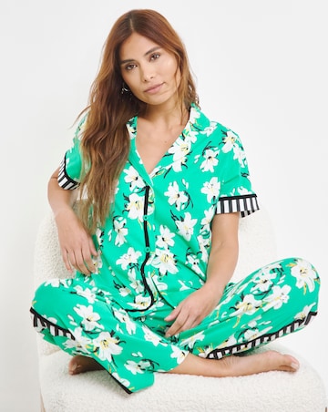 Joe Browns Lily Print Pyjama Set Green Print