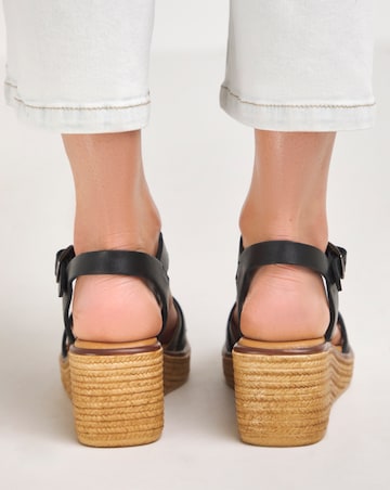 Jude Leather Strappy Wedge Sandal - Wide Fit (E)