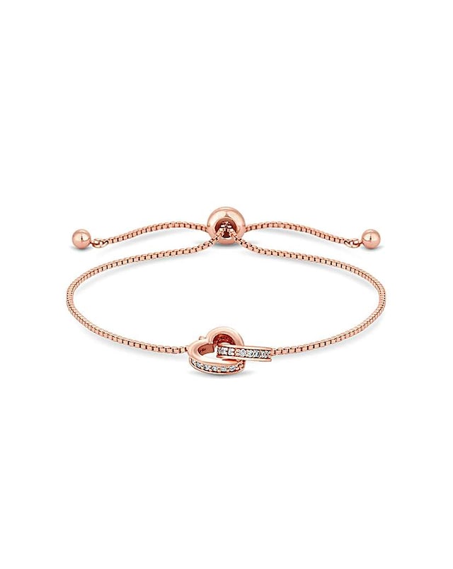 Jon Richard Rose Gold Plated Clear Crystal Heart Bracelet