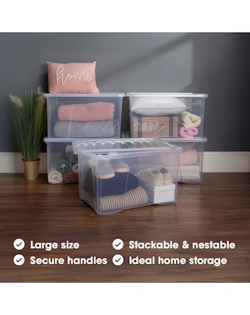 Wham Crystal 60L Box and Lid 5pk