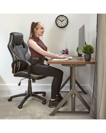 X Rocker Maverick Office Gaming Chair with Lumbar Support- Black & Gold