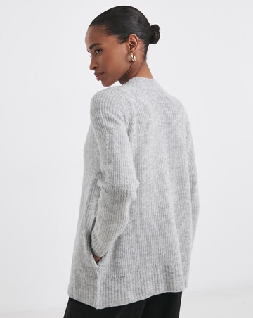 Grey Marl Zip Through Cardigan