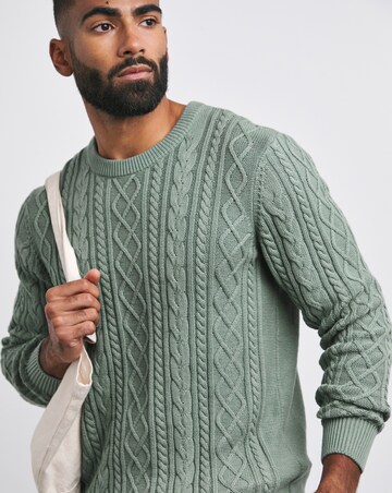 Green Cable Crew Neck Jumper