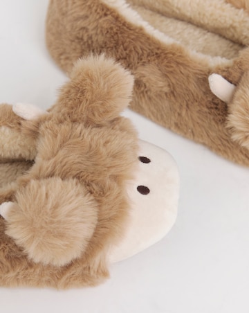 Helly Highland Cow Ballerina Slippers - Extra Wide Fit (EEE)