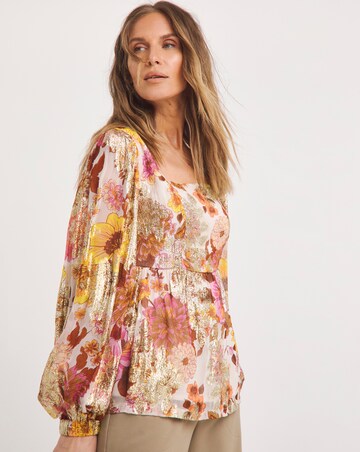 Jo by Joanna Hope Printed Balloon Sleeve Blouse