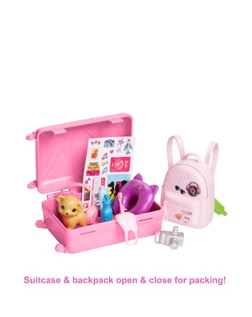 Barbie Malibu Travel Playset with Puppy and 10 Accessories