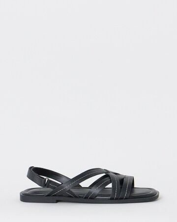 Sedona Contast Stitch Leather Strappy Flat Sandals - Wide Fit (E)