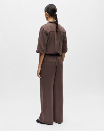 Object Brown Mid Waist Wide Leg Trouser
