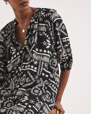 Kaftan Button Through Shirt Dress With Side Slits