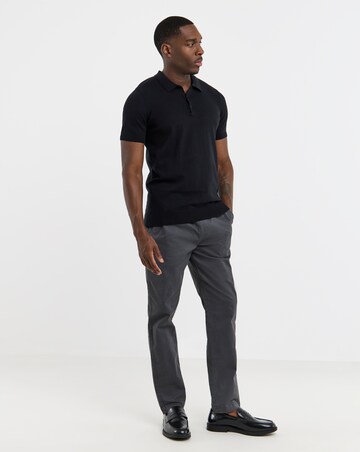 Black Cotton Short Sleeve Knit Polo