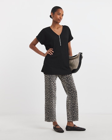 V-neck Zip Front Longline Top